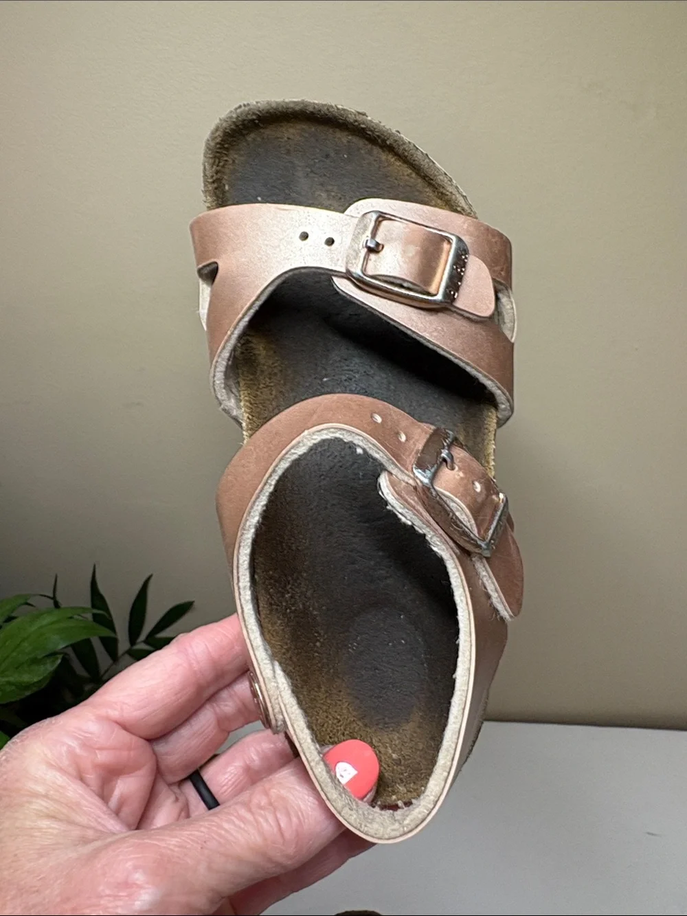 Birkenstock Kids Rio Metallic Rose Gold Sandals with Adjustable Buckles, 27